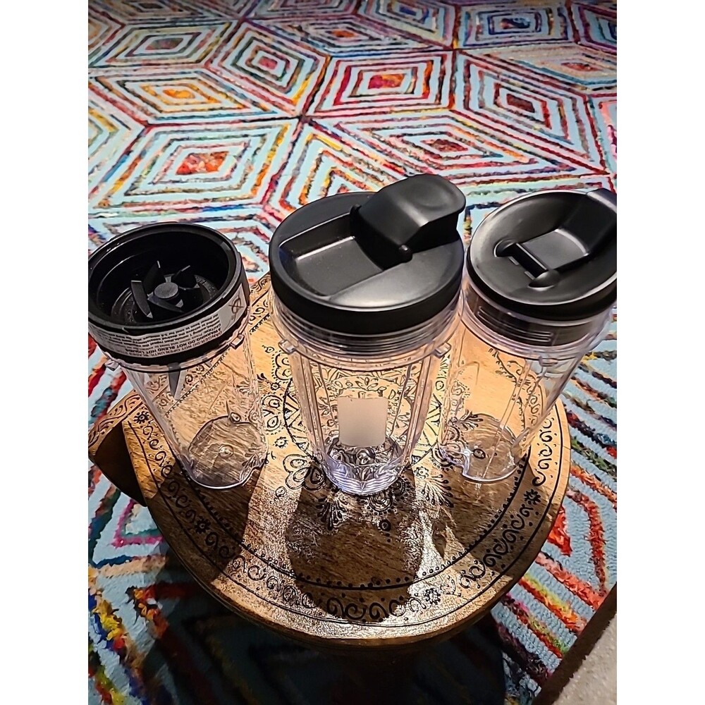 3 Ninja Blend Replacement Single Serve Plastic 1- 24 oz. 2- 16oz Dishwasher Safe